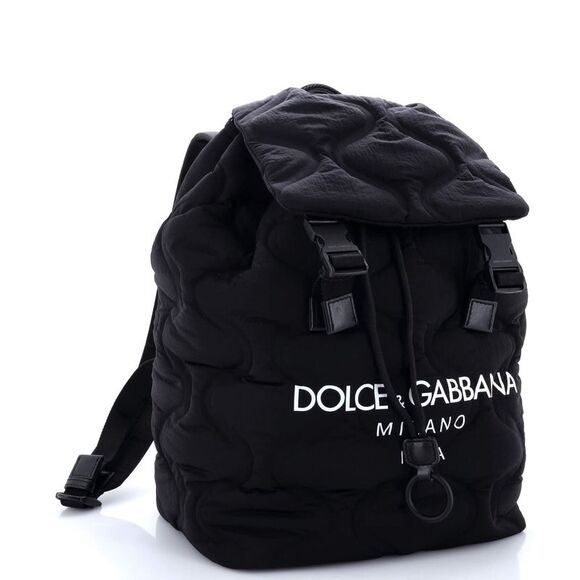 Dolce & Gabbana Palermo Logo Backpack Quilted Printed Neoprene Black - Picture 2 of 6